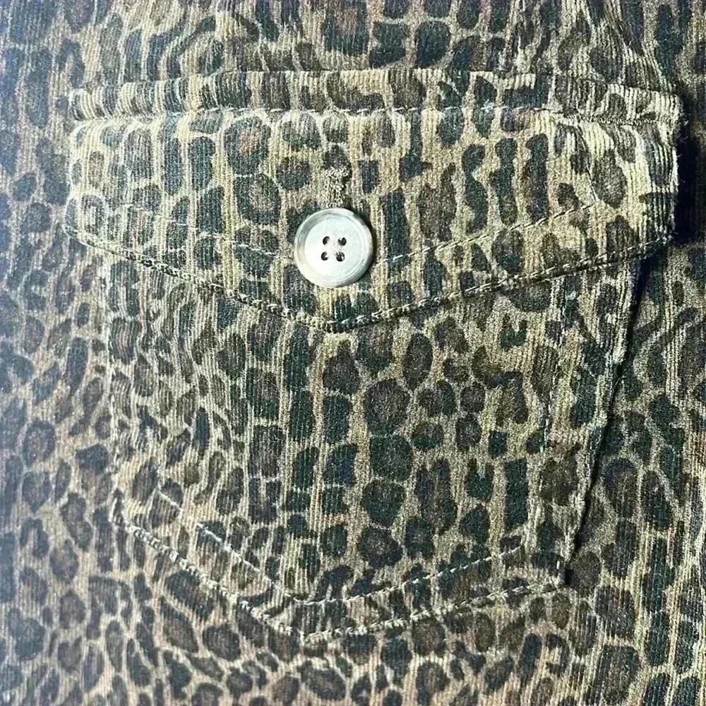 Ann Taylor Corduroy Leopard Print Stretch Pencil Skirt Size 6 Brown & Black